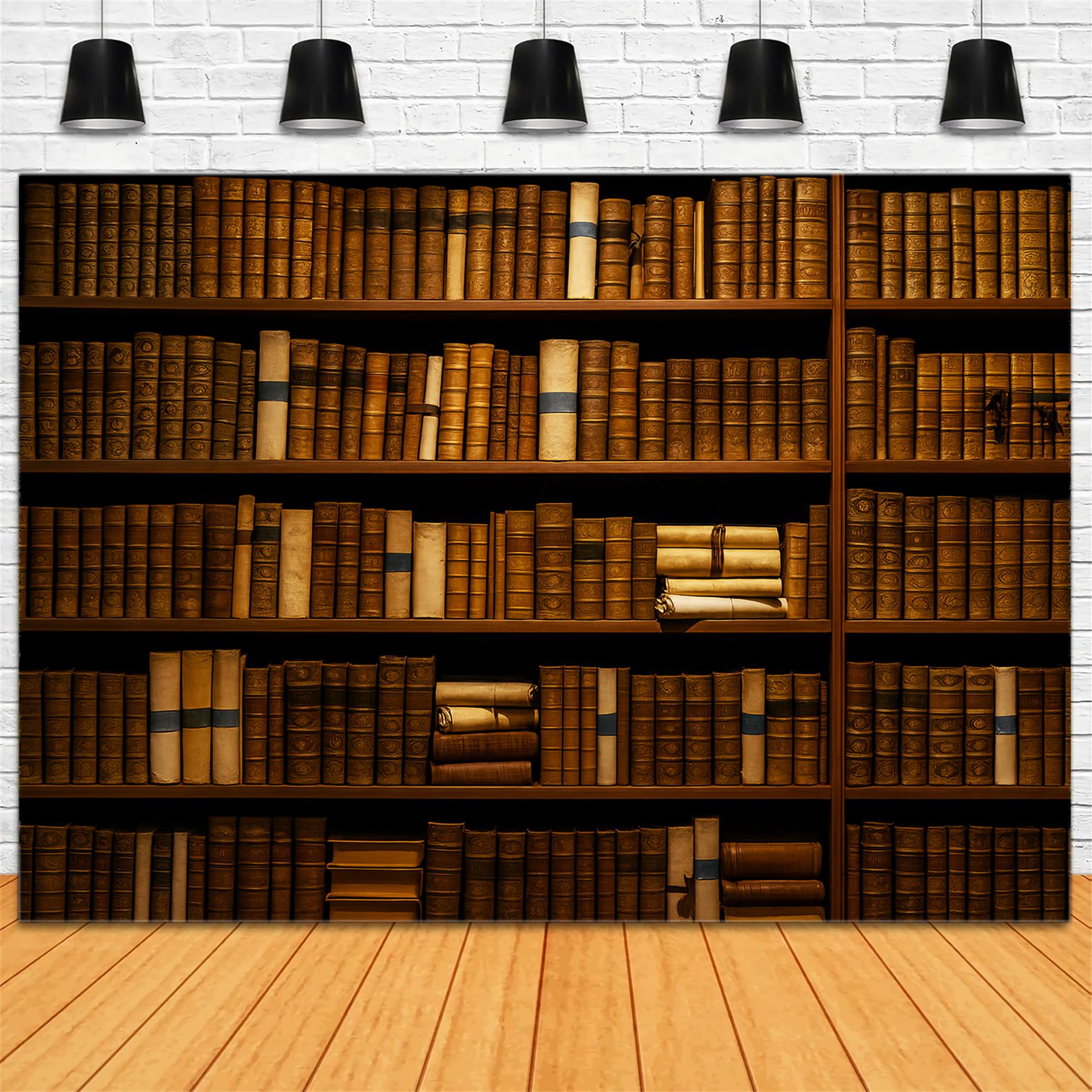 Fotohintergrund für den Schulanfang Vintage-Leder Bibliothek Bücher Schulfoto-Fotohintergrund LXX59-214