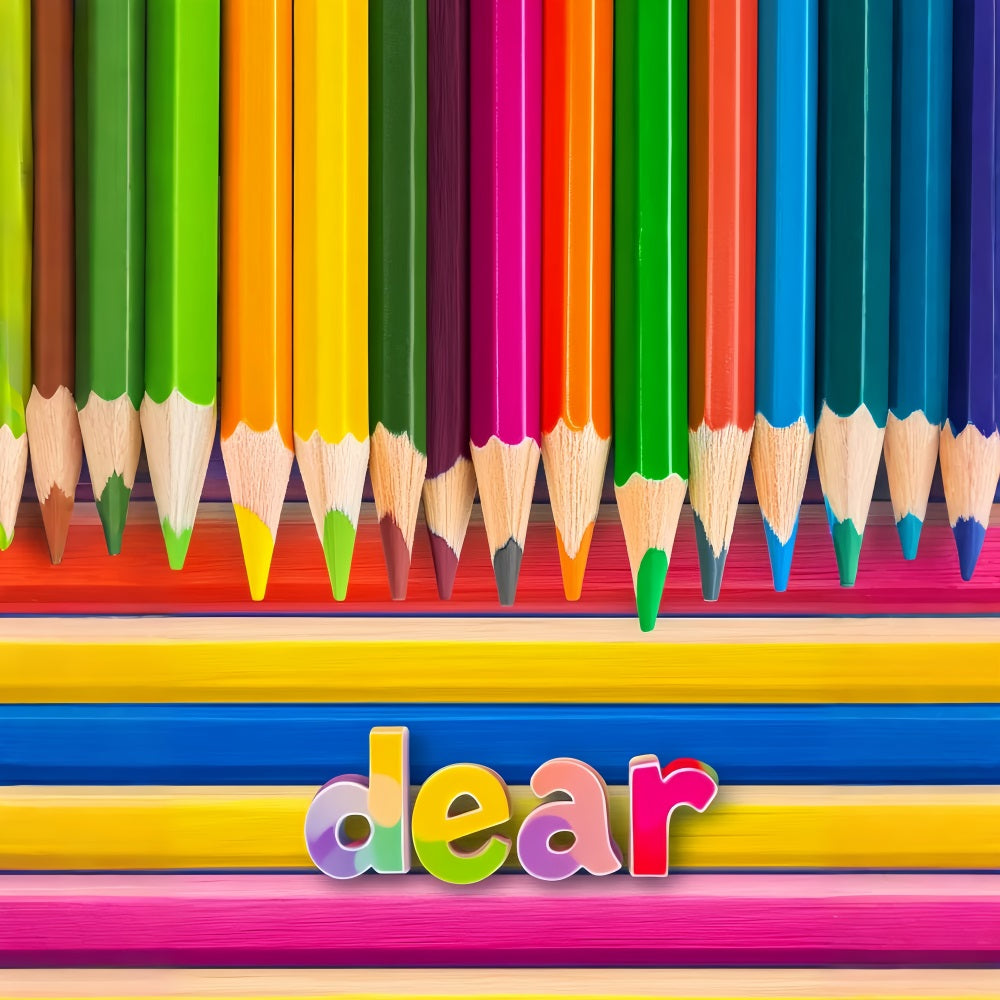 Schulhintergrund Regenbogen Buntstifte Reihen Zurück zur Schule Fotohintergrund LXX59-216