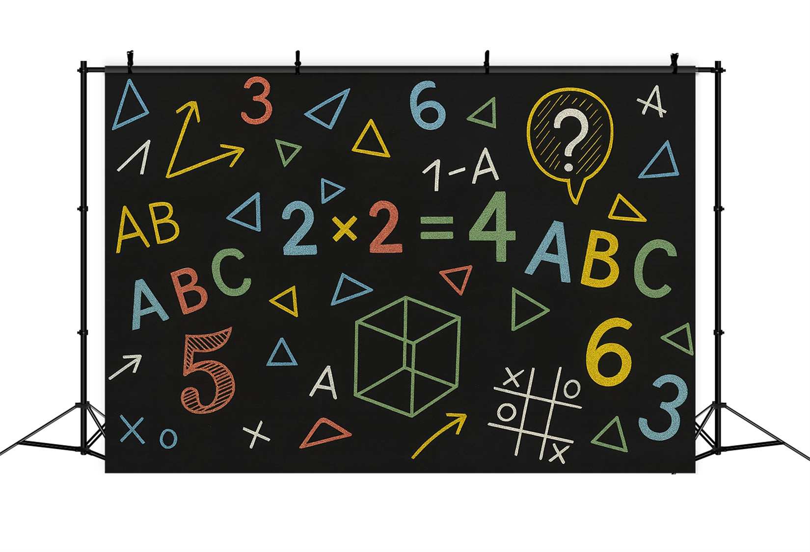Schulhintergrund Geometrische Kreidetafel Farbige Formen Schulbeginn-Fotohintergrund LXX59-219