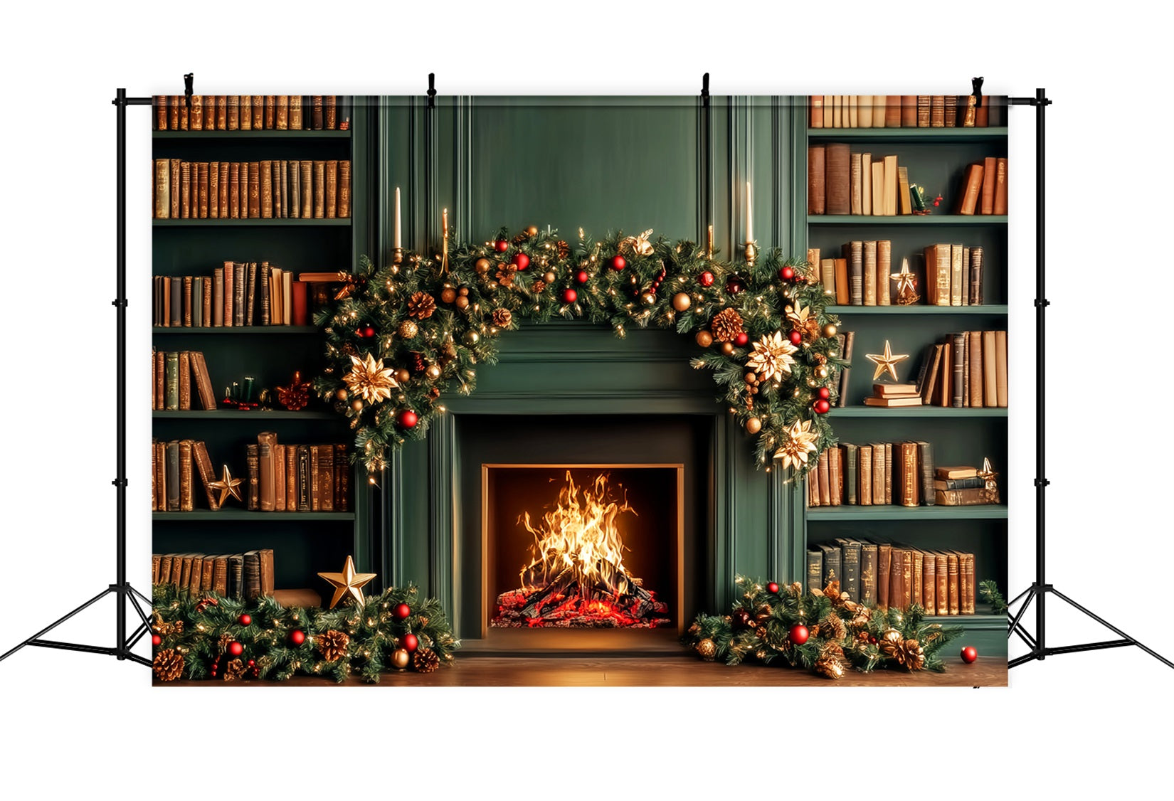 Studiohintergründe für den Schulanfang Kamin Bibliothek Bücher Fotohintergrund für den Schulanfang LXX59-225