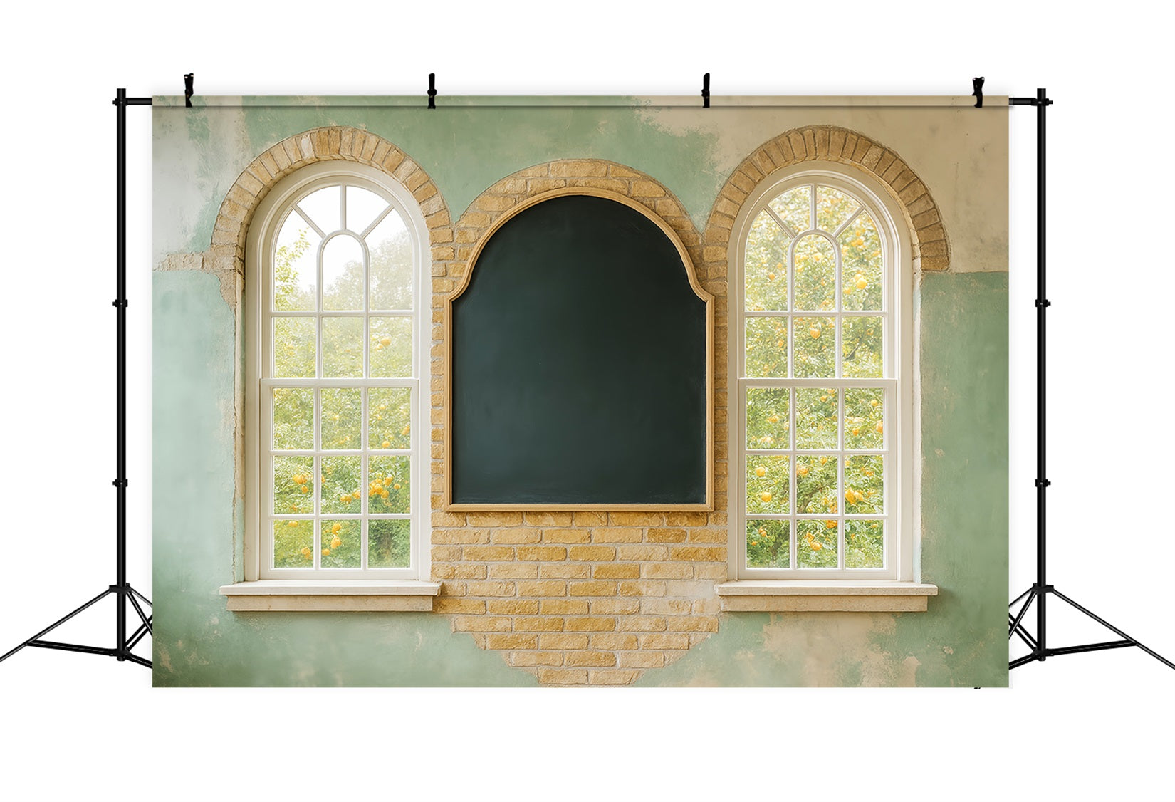 Studiohintergründe für den Schulanfang Kreidetafel Bogenfenster Wand Schulklassenzimmer-Fotohintergrund LXX59-229