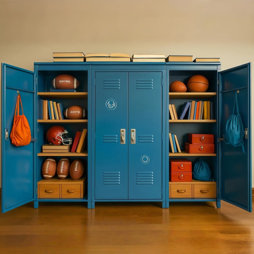 Studiohintergründe für den Schulanfang Sportspind Bücherregal-Ausstellung Schulspind-Fotohintergrund LXX59-230