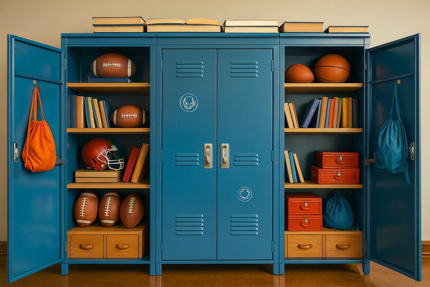 Studiohintergründe für den Schulanfang Sportspind Bücherregal-Ausstellung Schulspind-Fotohintergrund LXX59-230