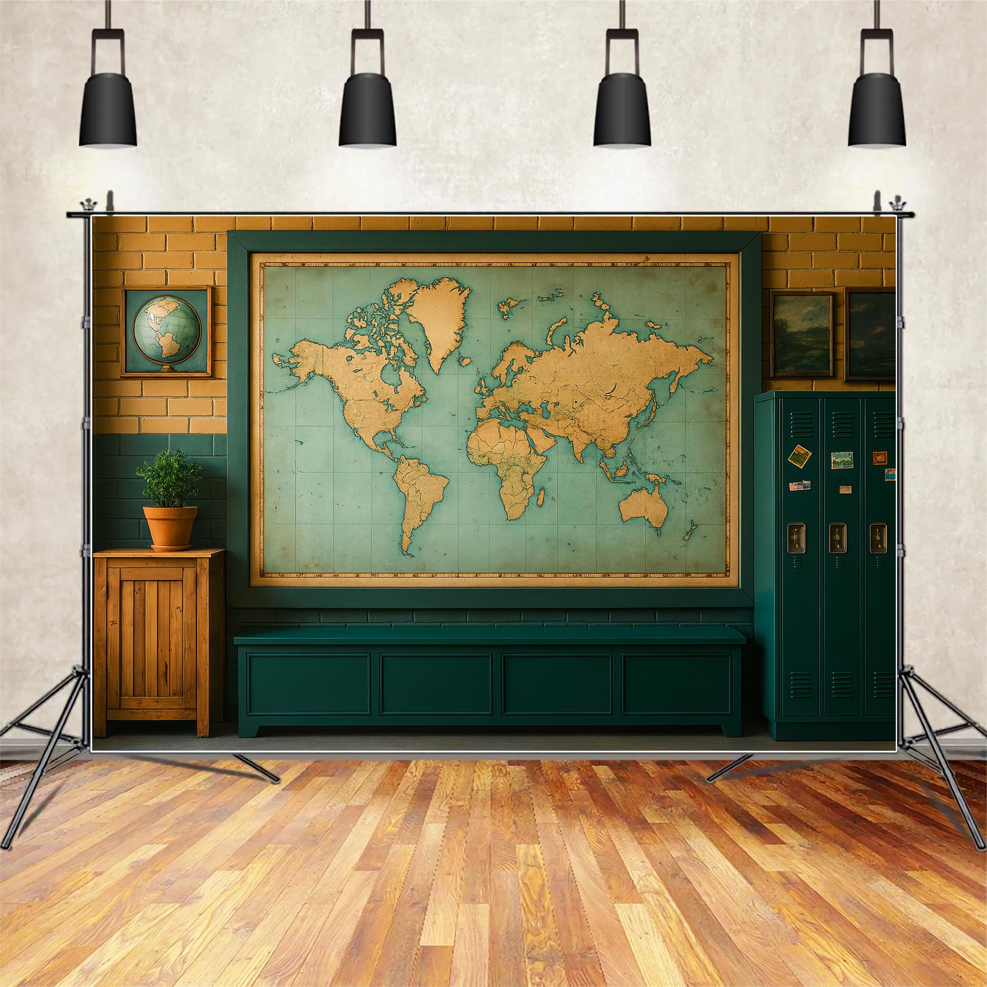 Studiohintergründe für den Schulanfang Weltkarte Wand im Klassenzimmer Fotohintergrund für Schulklassenzimmer LXX59-232