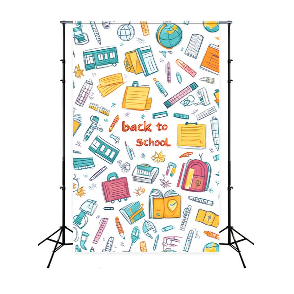 Studiohintergründe für Vorschul-Fotos Bunte Kritzeleien Schulmaterialien Fotohintergrund für den Schulanfang LXX59-245