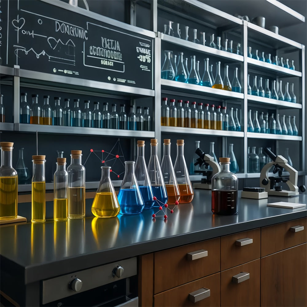 Fotohintergrund für Chemie Modernes Labor Glasgeräte Schulfoto-Fotohintergrund LXX59-253