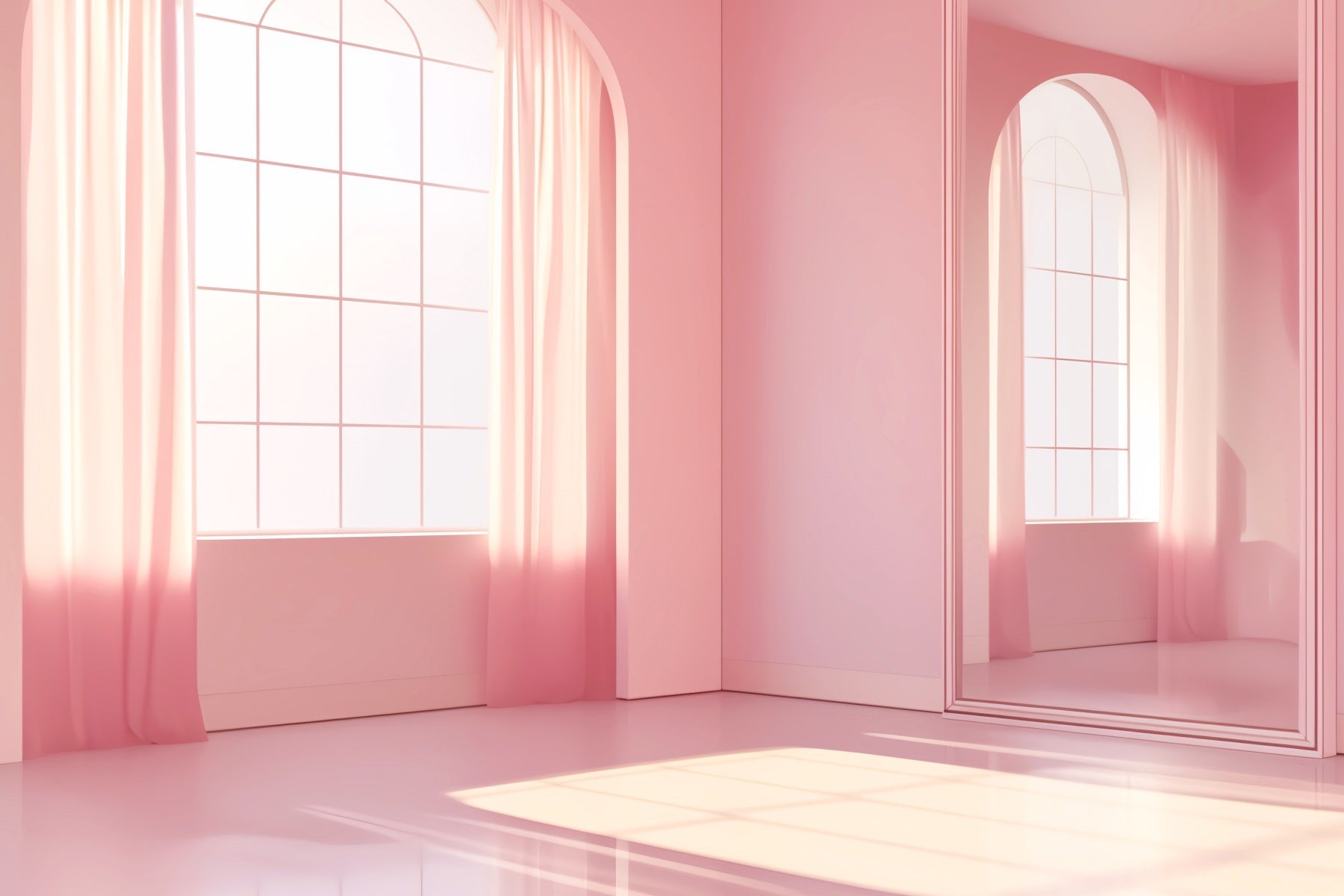 Tanzstudio-Fotohintergrund Minimalistischer rosa Spiegel Studio Schule Tanzfotohintergrund LXX59-26