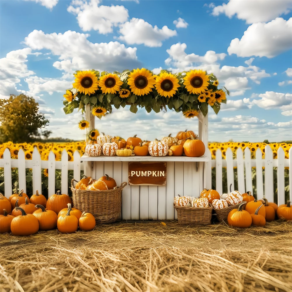 Herbstkulisse Kürbis Sonnenblumen Marktstand Herbstfotokulissen LXX59-266