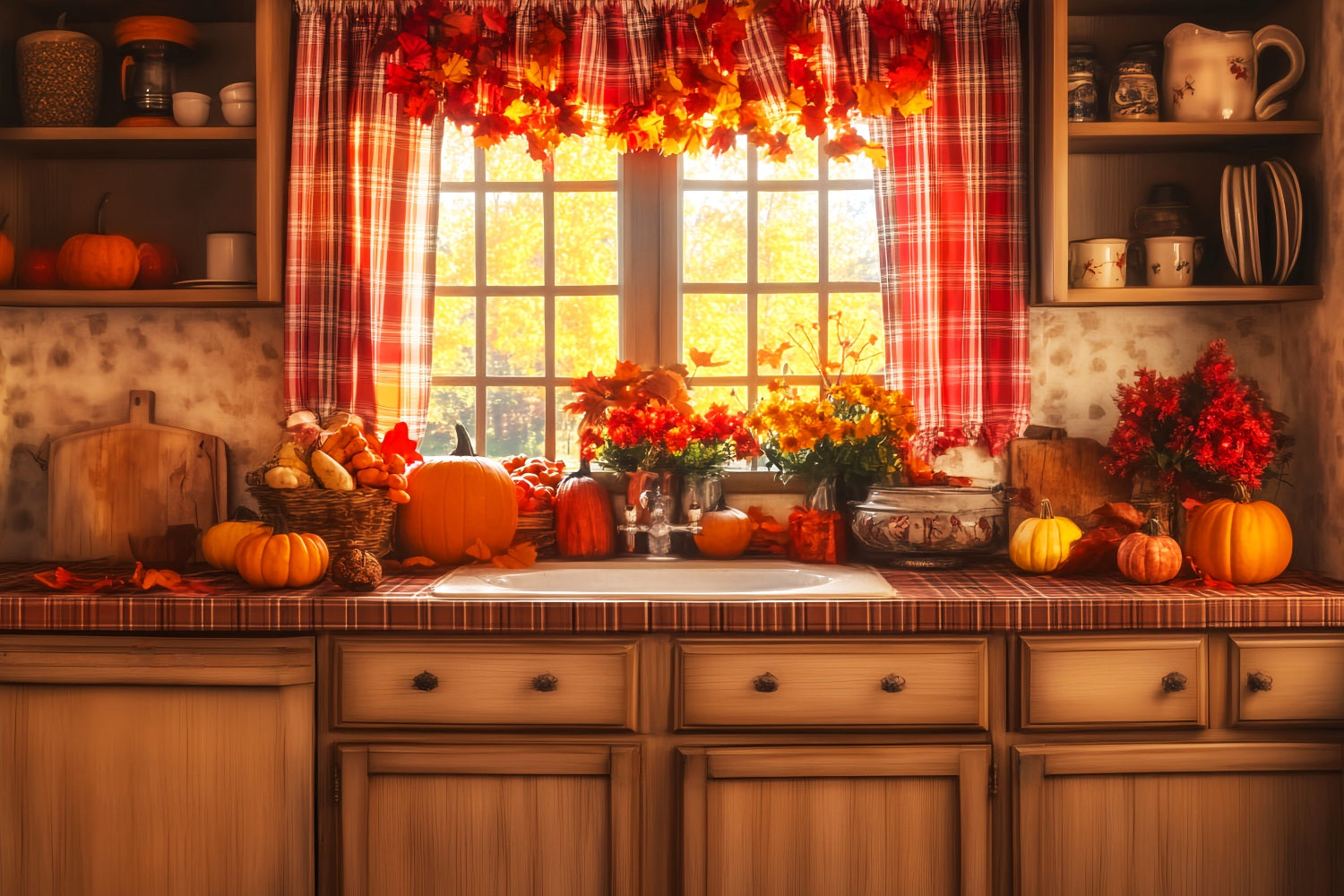 Küchenkulisse Gemütliche Herbst-Schaufensterauslage Herbstkulisse LXX59-269