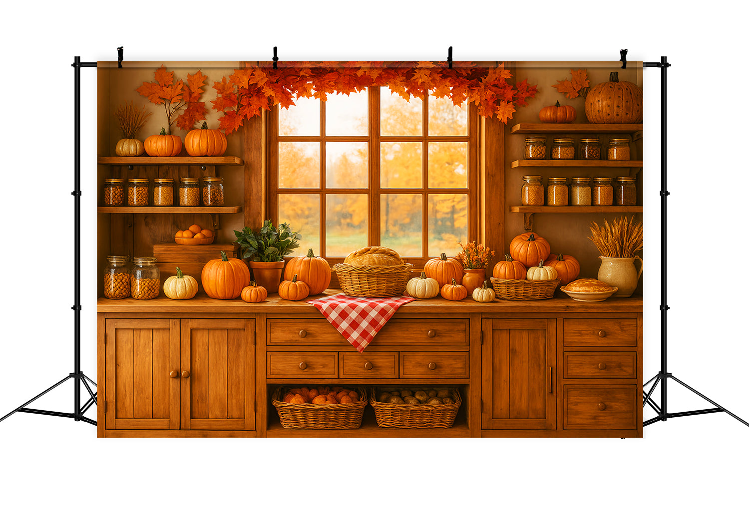 Küchenkulisse Kürbisernte Küchenecke Herbstfotokulissen LXX59-271