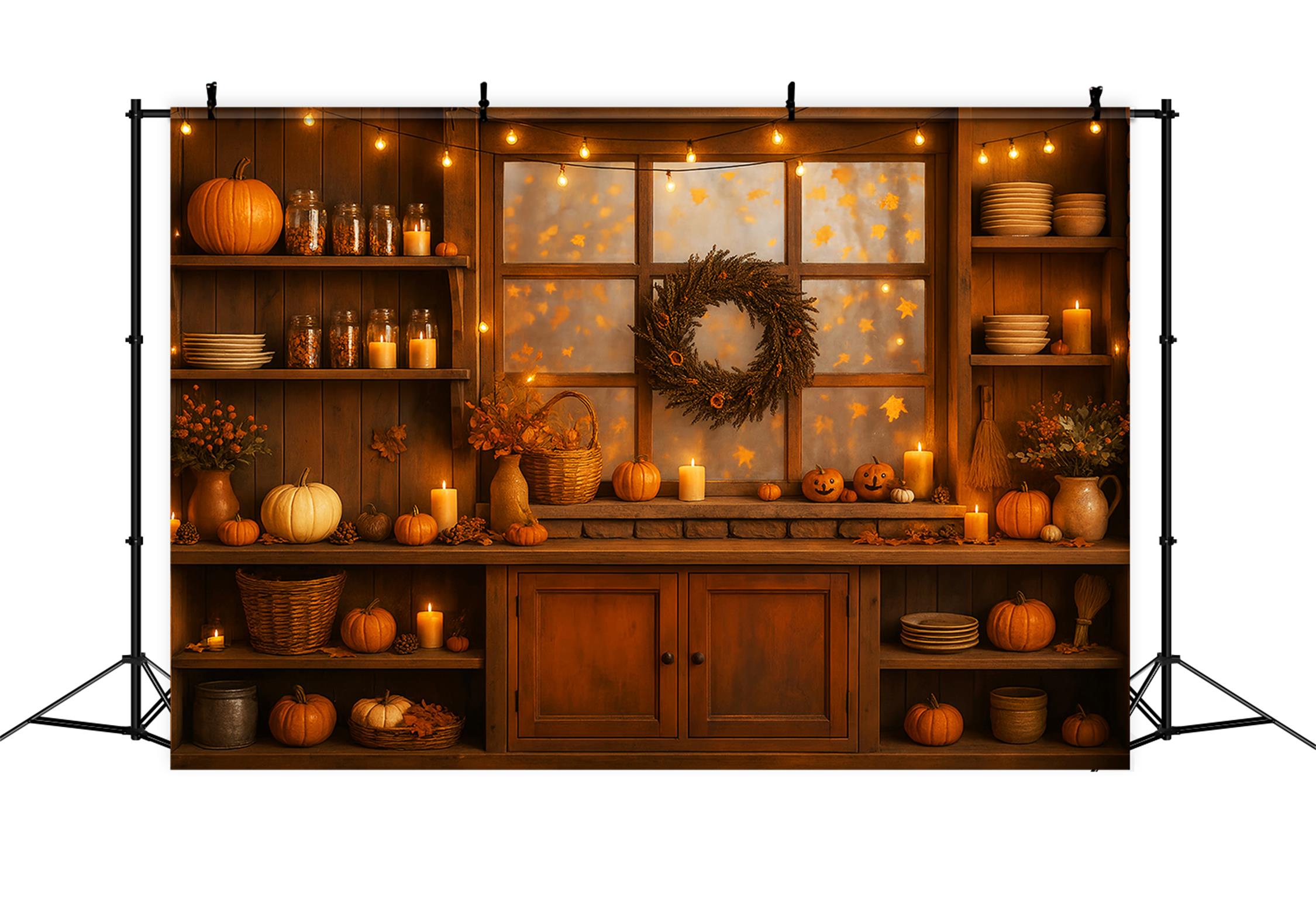 Küchenhintergrund Warmer Herbstglanz Küchenfenster Herbstfoto-Fotohintergrund LXX59-274
