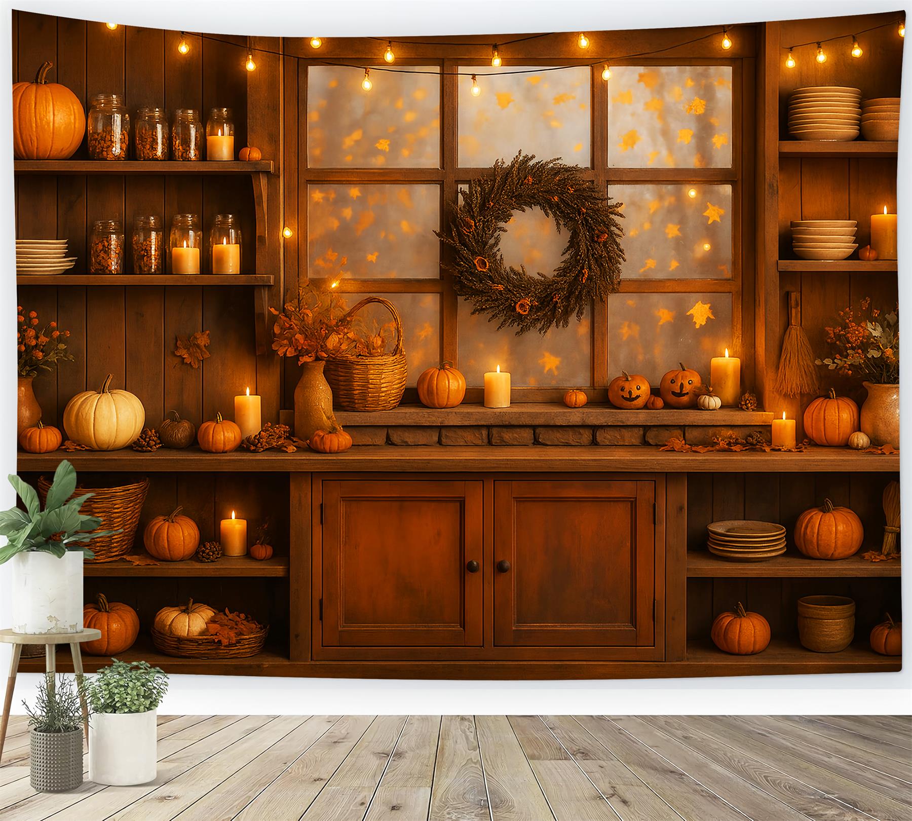 Küchenhintergrund Warmer Herbstglanz Küchenfenster Herbstfoto-Fotohintergrund LXX59-274