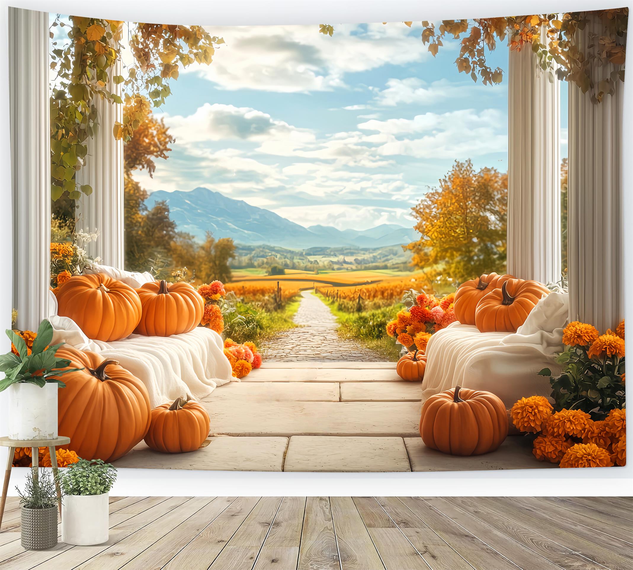 Rustikaler Fotohintergrund Bergblick Herbstdekoration Herbst-Fotohintergrund für Bilder LXX59-277