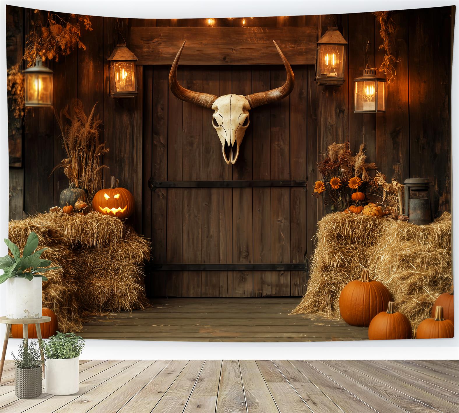 Rustikaler Fotohintergrund Rustikale Ernte Holzscheune Herbst-Fotografie-Studiohintergründe LXX59-278