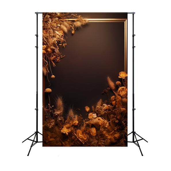 Abstrakter Fotohintergrund Goldener Rahmen Verwelkte Blumen Tanzfotohintergründe LXX59-28