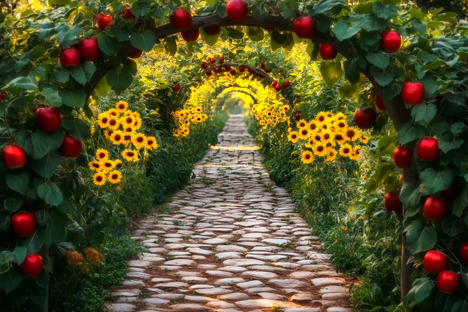 Sonnenblumen-Kulisse Apfelgarten Sonnenblumentunnel Herbst-Fotokulisse LXX59-285