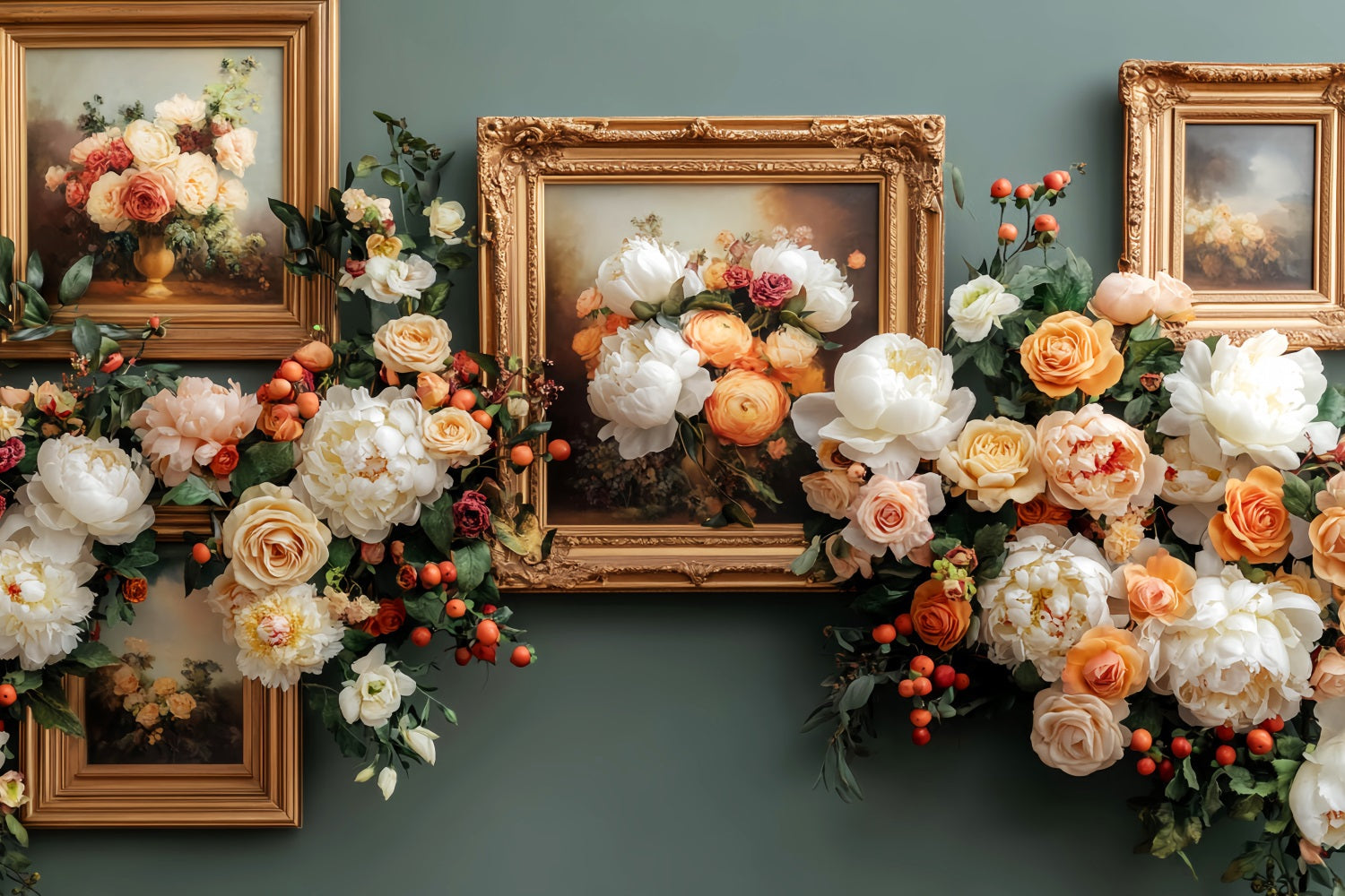 Herbstlicher Blumenhintergrund Vintage-Blumenbilderrahmen Herbst-Fotohintergründe LXX59-286