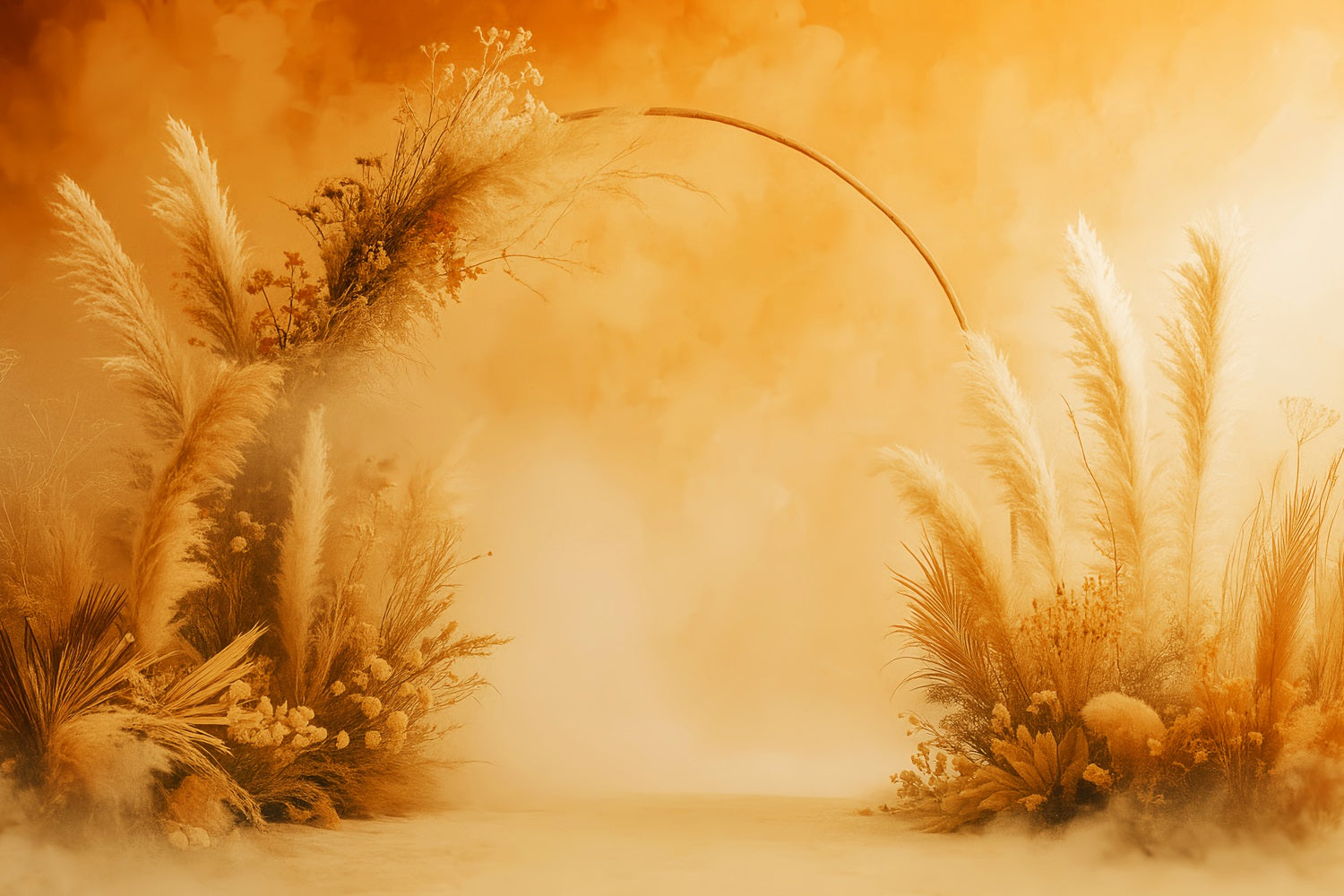 Boho-Fotohintergrund Goldener Pampasgras-Bogen Herbst-Fotohintergrund für Fotos LXX59-293