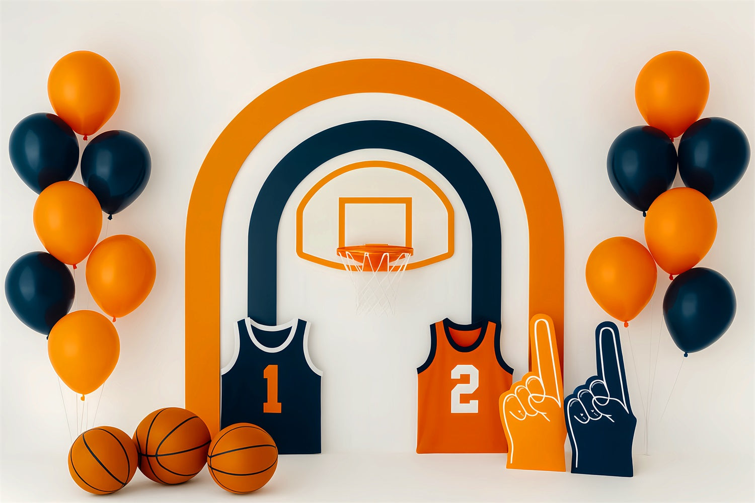 Sport-Fotohintergrund Orange-Blau Basketball-Display Basketball-Fotohintergrund LXX59-305