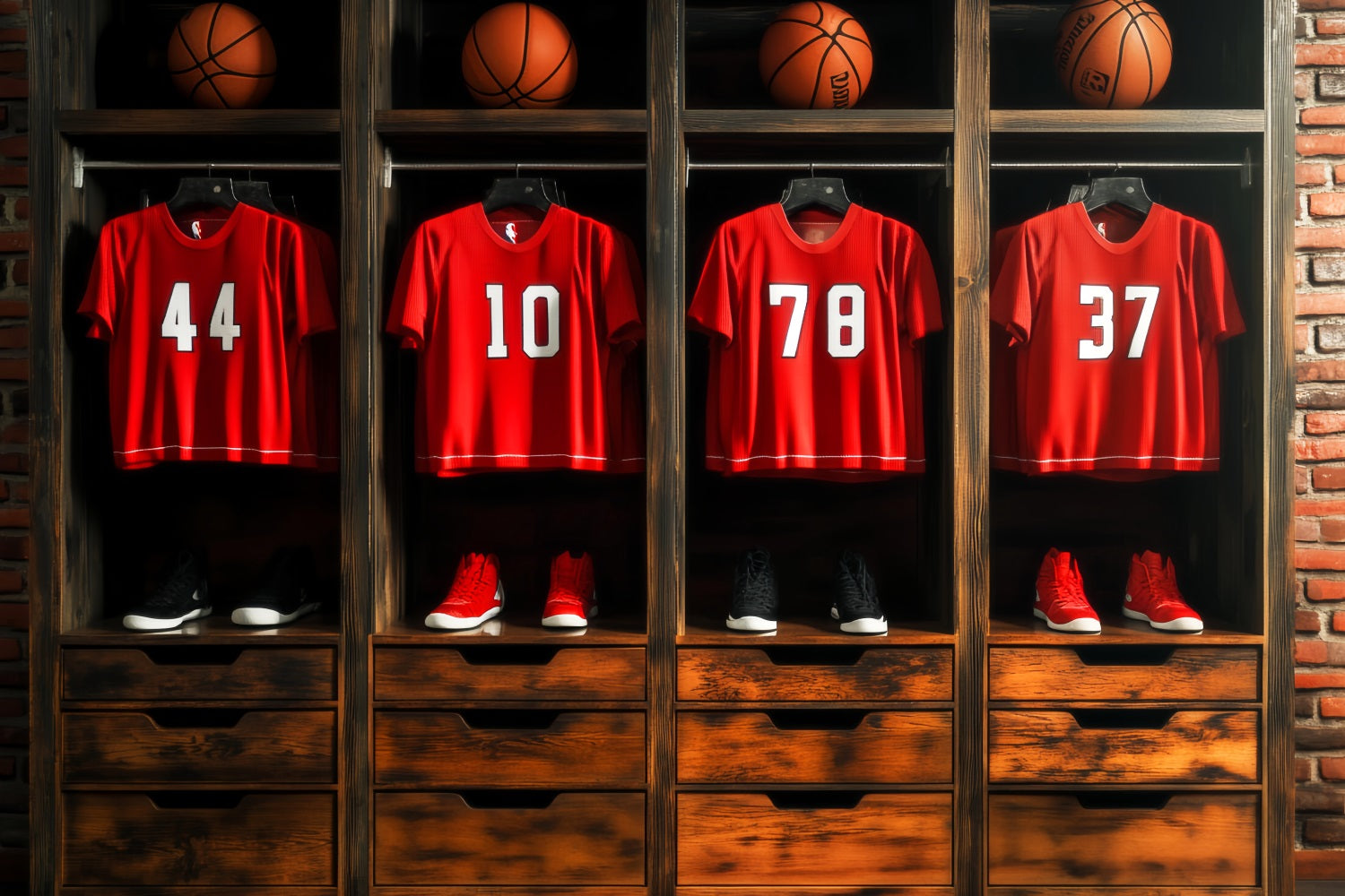 Sport-Fotohintergrund Rotes Trikot Basketball Spind Basketball-Foto-Fotohintergrund LXX59-310