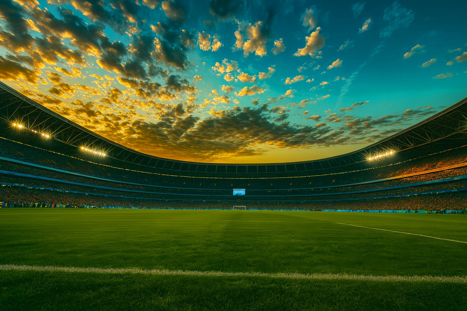 Fußball-Fotohintergrund Großes Stadion, Abendbeleuchtung Sport-Fotohintergrund LXX59-321