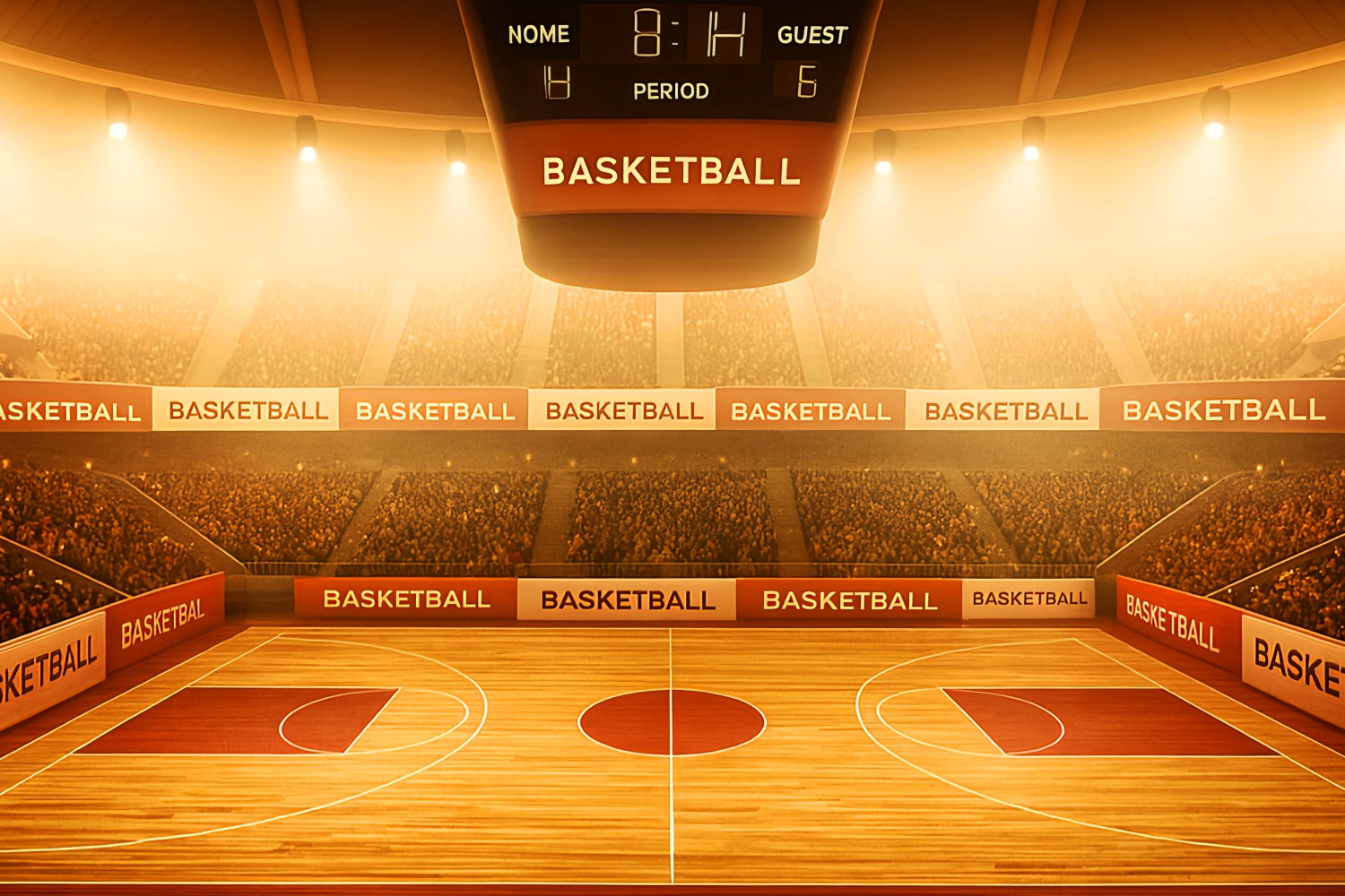 Basketball-Studiohintergründe Goldener Schein Basketball-Arena Sport-Fotohintergrund LXX59-327