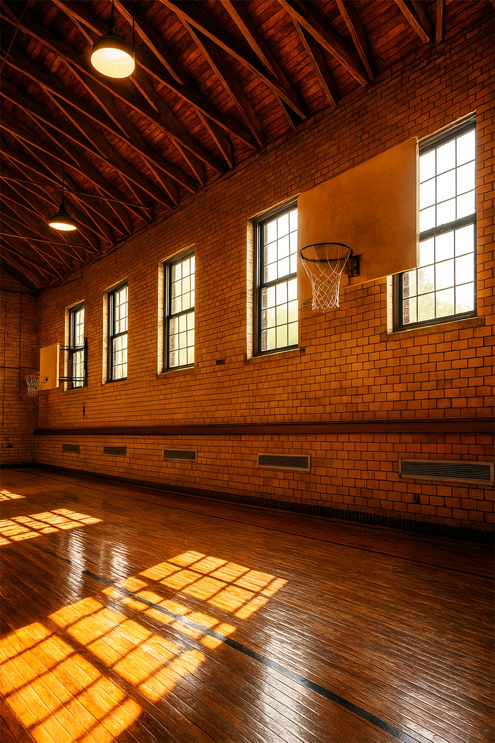Basketball-Studiohintergründe Vintage-Ziegel-Basketballplatz Sport-Studiohintergründe LXX59-335