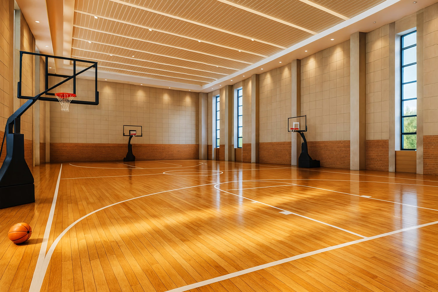 Basketball-Studiohintergründe Moderner Indoor-Basketballplatz Fußball-Fotohintergrund LXX59-337