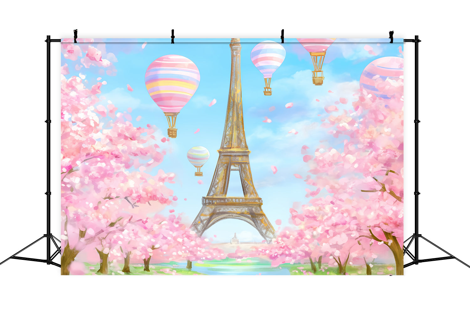 Paris-Hintergründe Eiffelturm Luftballons Blüten Paris-Fotohintergrundideen LXX59-34