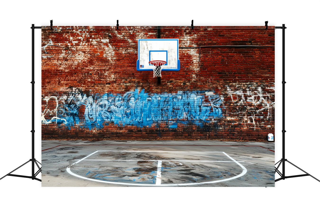 Sport-Fotohintergrund Backsteinmauer Graffiti Basketballkorb Sport-Studiohintergründe für Fotografie LXX59-344