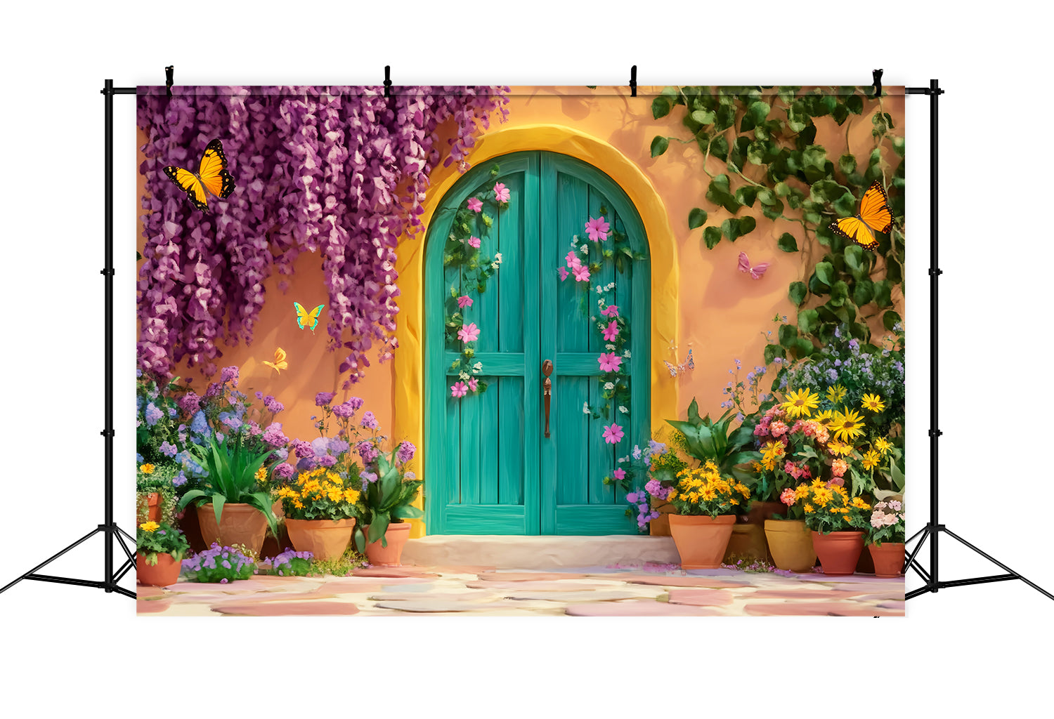 Paris-Hintergründe Schmetterlingsgarten Bunte Tür Paris-Fotohintergrund LXX59-35