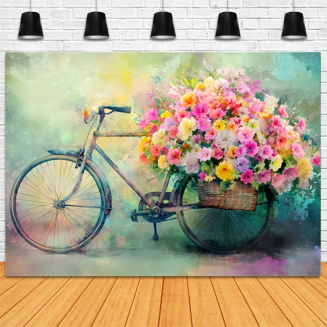 Paris Straßenhintergründe Fahrradkorb Blühende Blumen Europäischer Fotohintergrund LXX59-37
