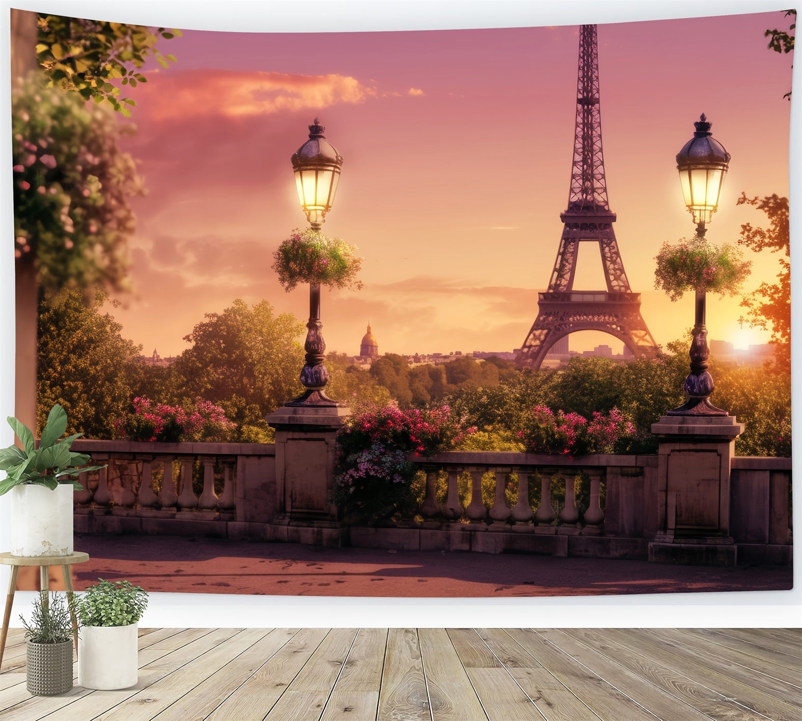 Paris Straßenhintergründe Eiffelturm Sonnenuntergang Balkon Paris Fotohintergrundideen LXX59-40