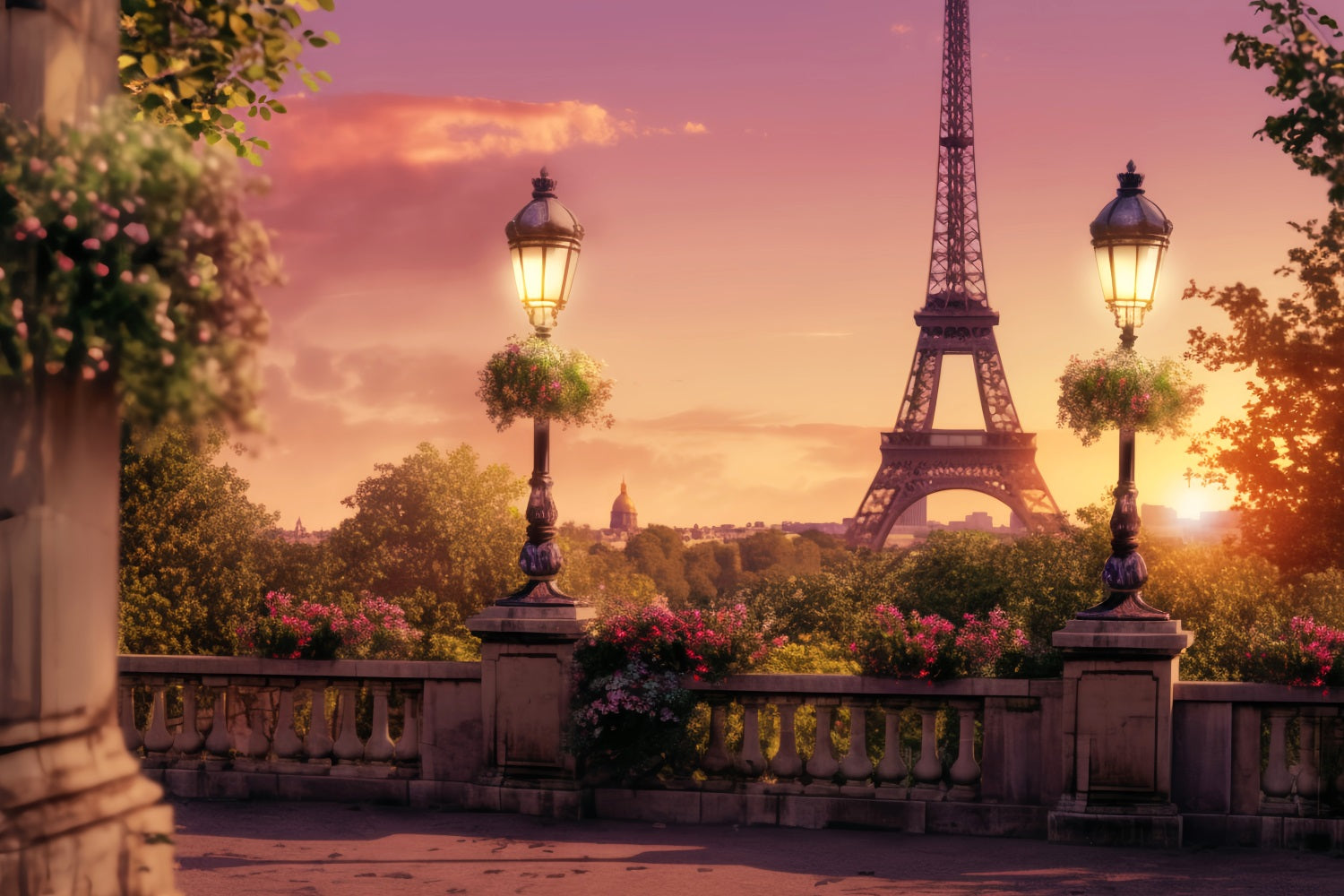 Paris Straßenhintergründe Eiffelturm Sonnenuntergang Balkon Paris Fotohintergrundideen LXX59-40
