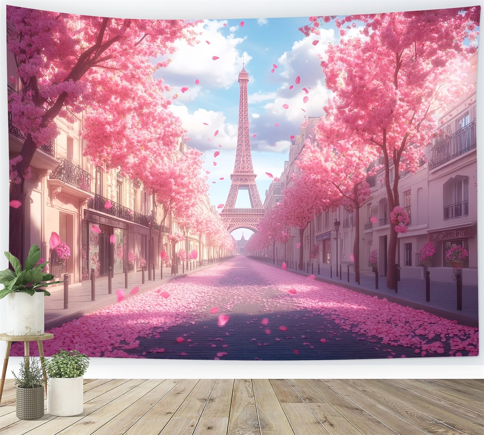 Paris Straßenhintergründe Eiffelturm Kirschblütenstraße Paris Hintergründe LXX59-41