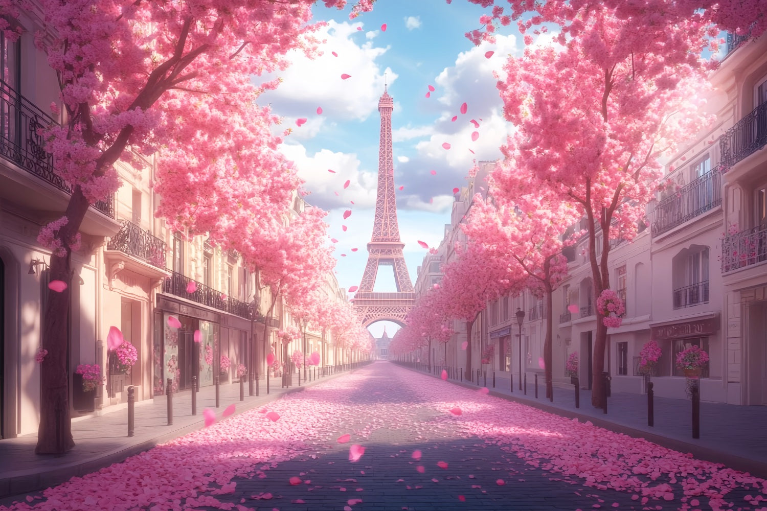 Paris Straßenhintergründe Eiffelturm Kirschblütenstraße Paris Hintergründe LXX59-41