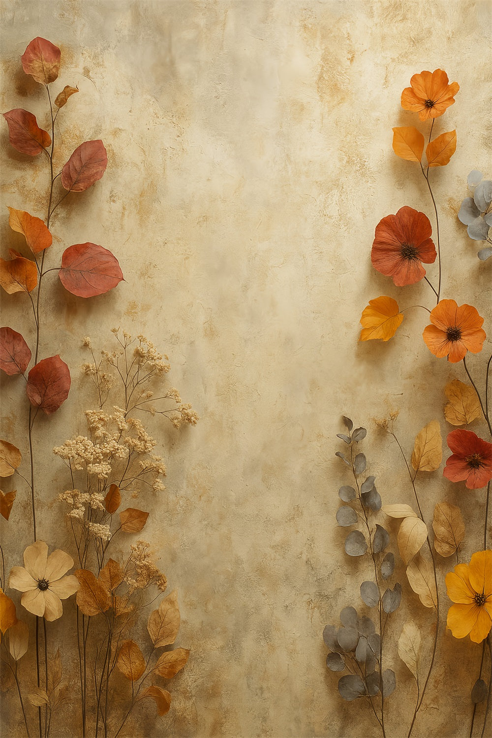 Porträt-Studiohintergründe Herbstliche getrocknete Blumenstruktur Porträt-Fotohintergrund LXX59-425