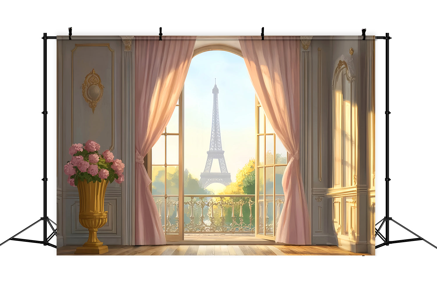 Paris-Straßenkulissen Eleganter Eiffelturm Balkonblick Paris-Kulisse LXX59-44