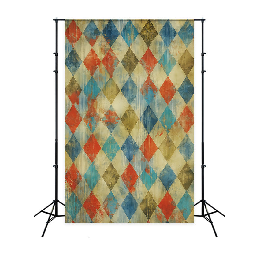 Porträt-Studio-Fotohintergrund Buntes Vintage-Rautenmuster Porträt-Studiohintergründe LXX59-440