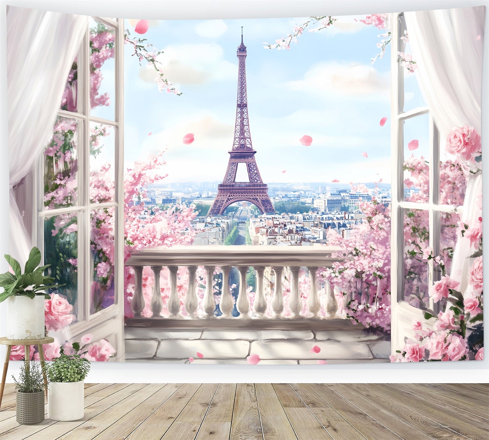 Paris-Kulissen Frühlingsbalkon Eiffelblick Eiffelturm Paris-Kulisse LXX59-46