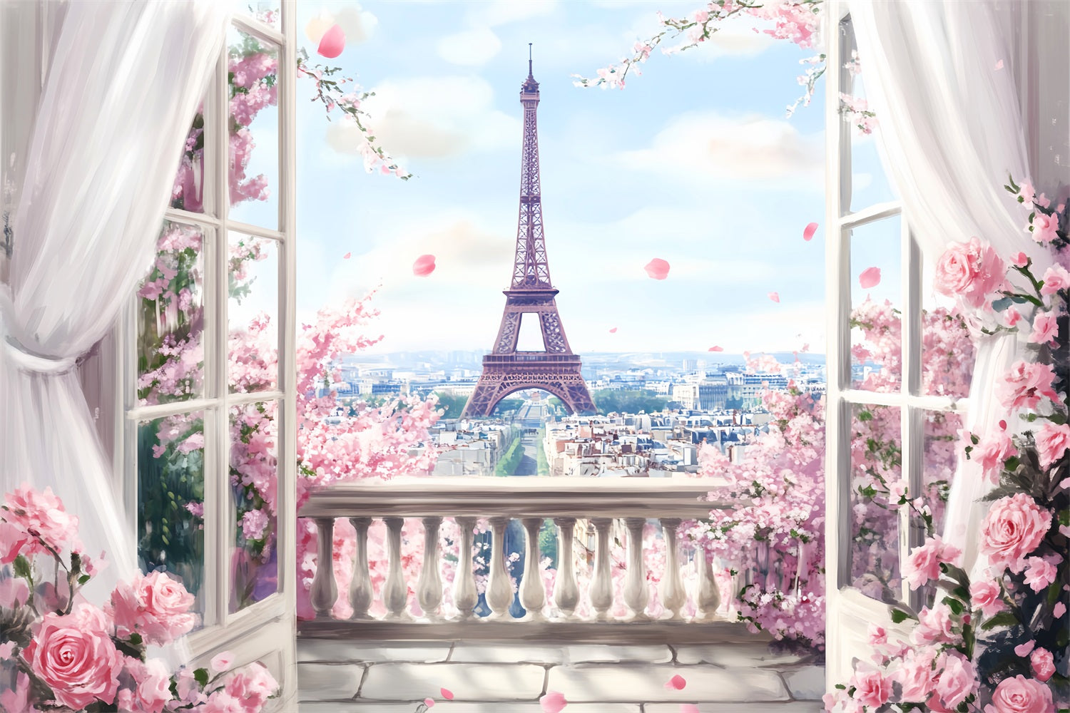 Paris-Kulissen Frühlingsbalkon Eiffelblick Eiffelturm Paris-Kulisse LXX59-46