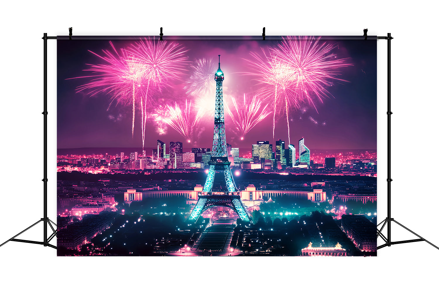 Fotohintergrund „Nacht in Paris“ Eiffelturm Feuerwerk Fotohintergrund Paris LXX59-58