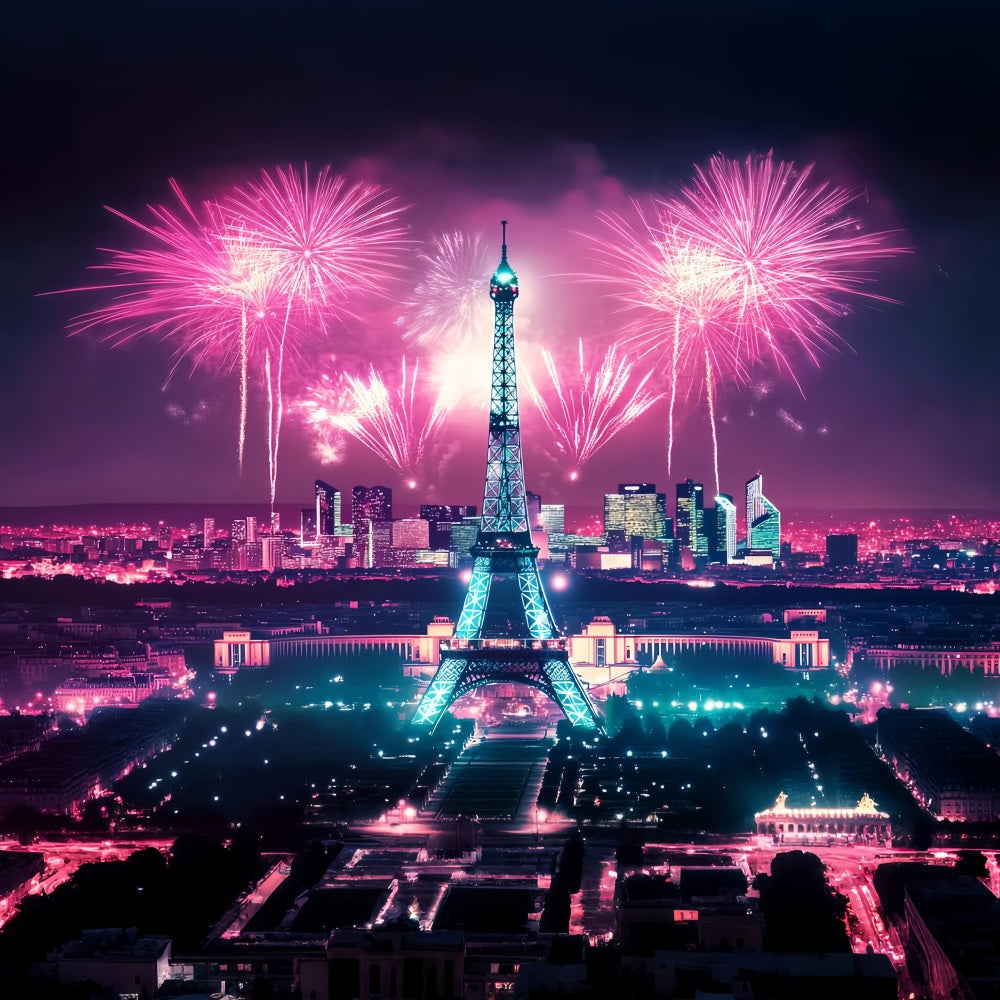 Fotohintergrund „Nacht in Paris“ Eiffelturm Feuerwerk Fotohintergrund Paris LXX59-58
