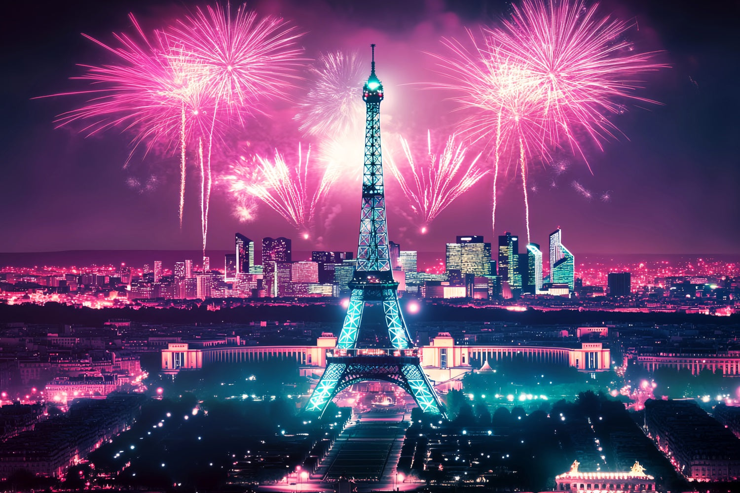 Fotohintergrund „Nacht in Paris“ Eiffelturm Feuerwerk Fotohintergrund Paris LXX59-58