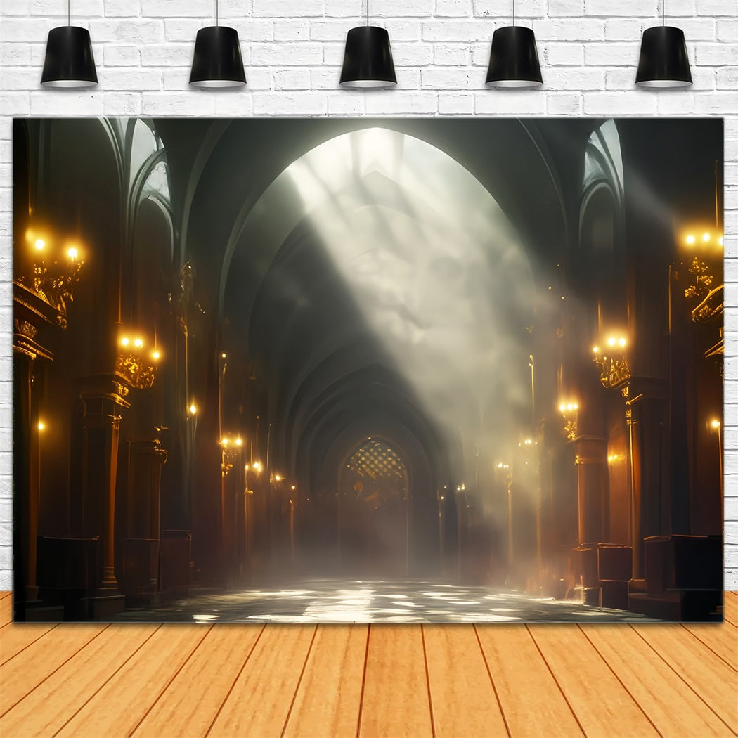 Tanzstudio-Fotohintergrund Goldenes Licht Kathedralenhalle Tanzfotohintergrund LXX59-6