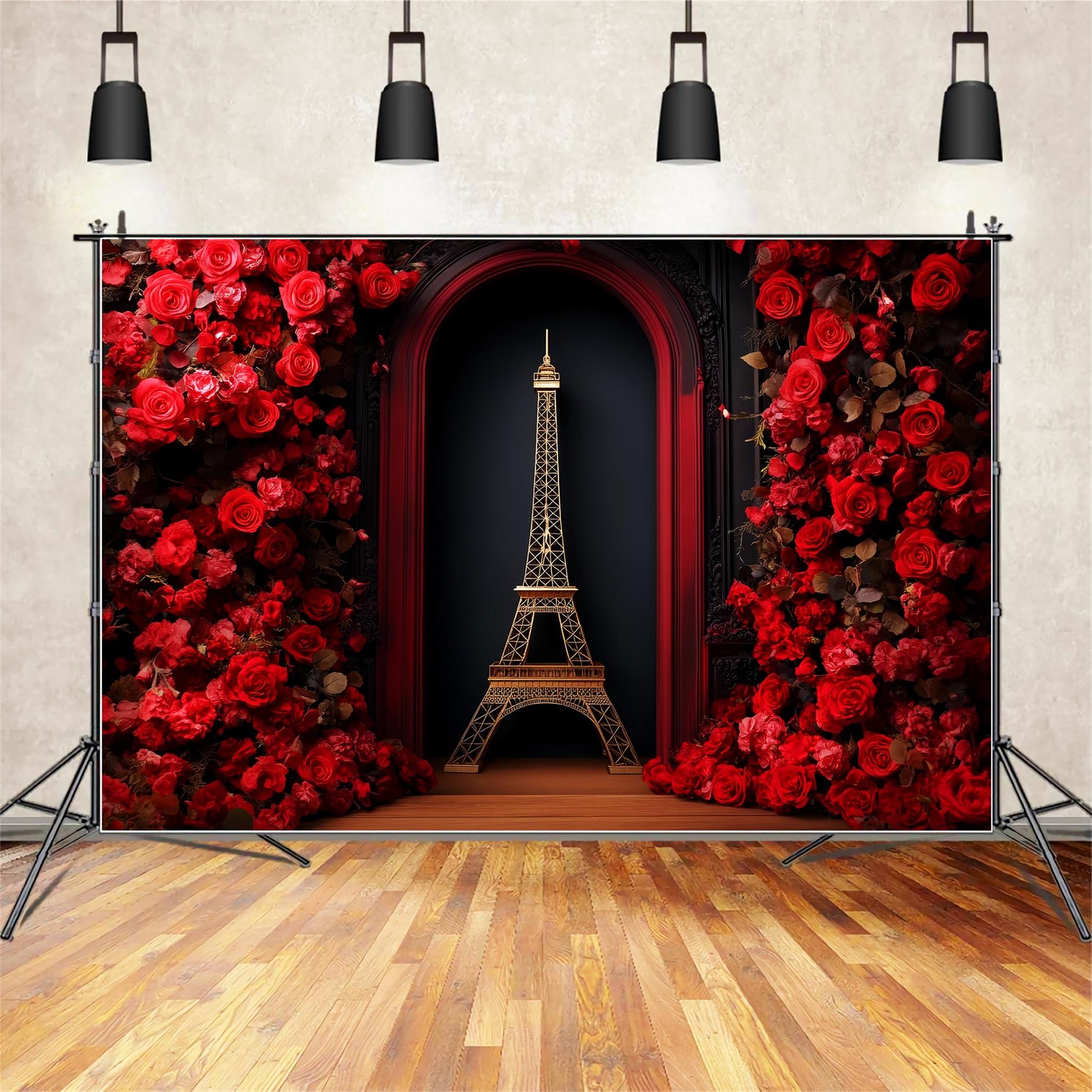 Fotohintergrund „Paris Handtuchfoto“ Rote Rose Eiffelturm Fotohintergrundideen Paris LXX59-60