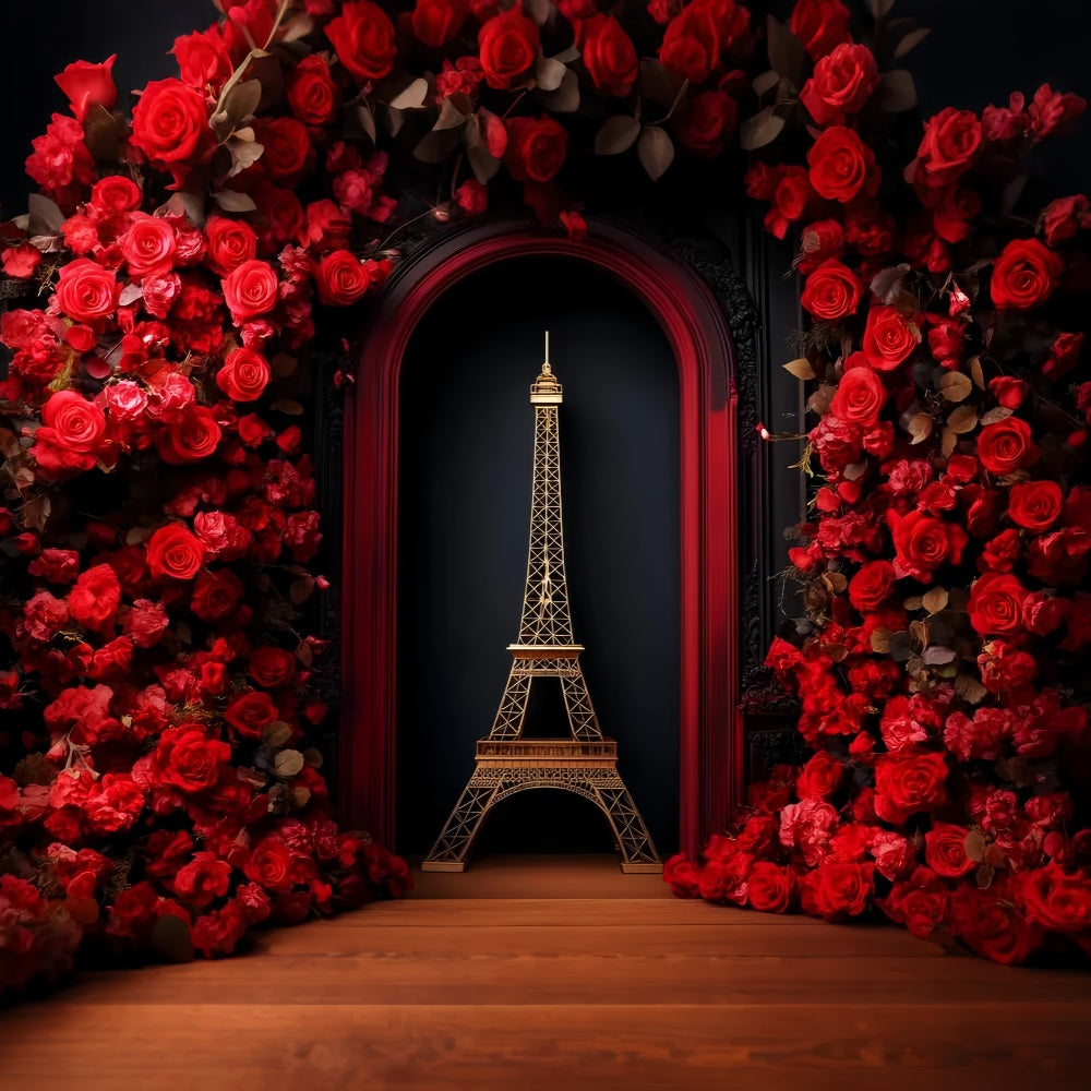 Fotohintergrund „Paris Handtuchfoto“ Rote Rose Eiffelturm Fotohintergrundideen Paris LXX59-60