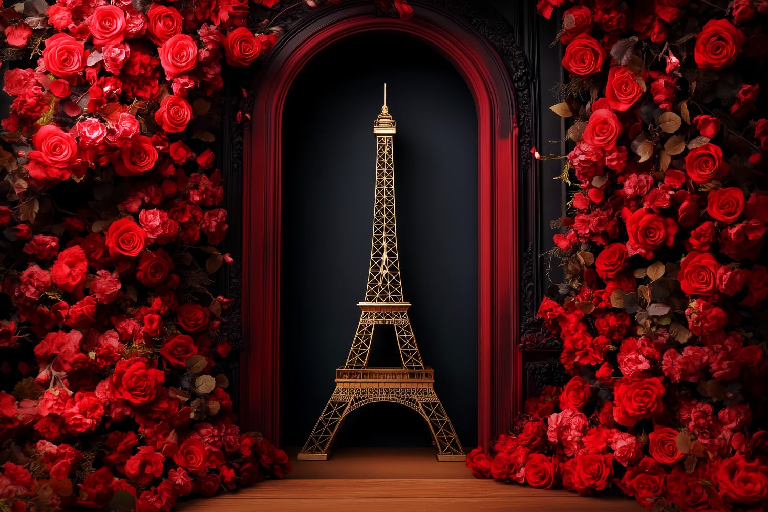 Fotohintergrund „Paris Handtuchfoto“ Rote Rose Eiffelturm Fotohintergrundideen Paris LXX59-60