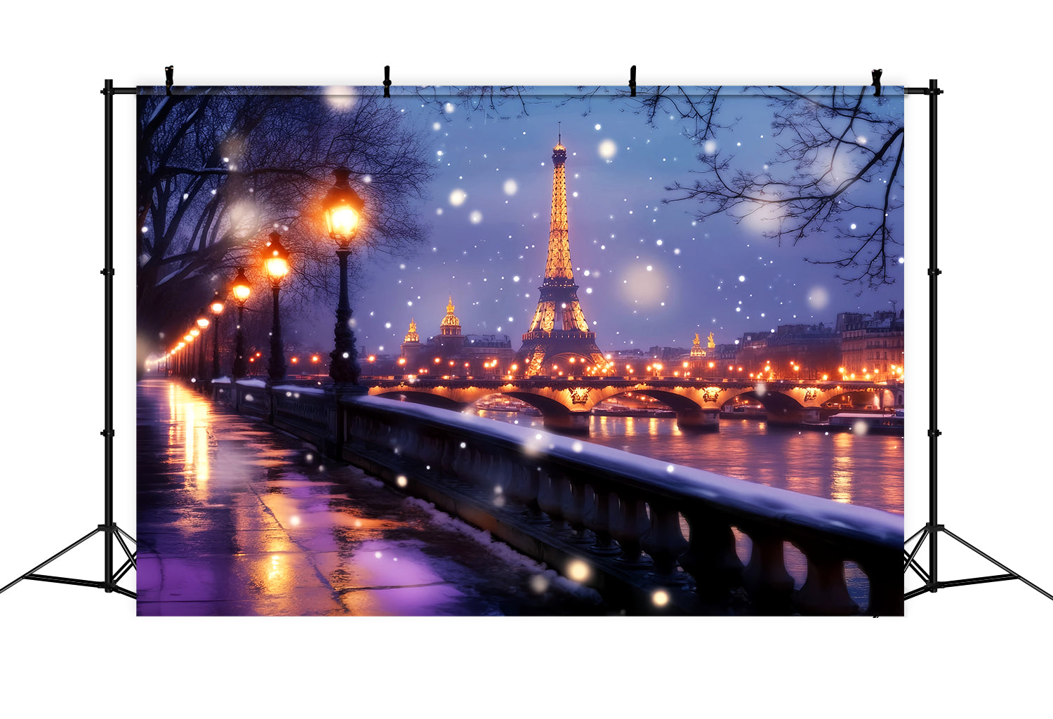 Eine Nacht in Paris Fotohintergrund Eiffelturm Winterglanz Paris Hintergründe LXX59-65