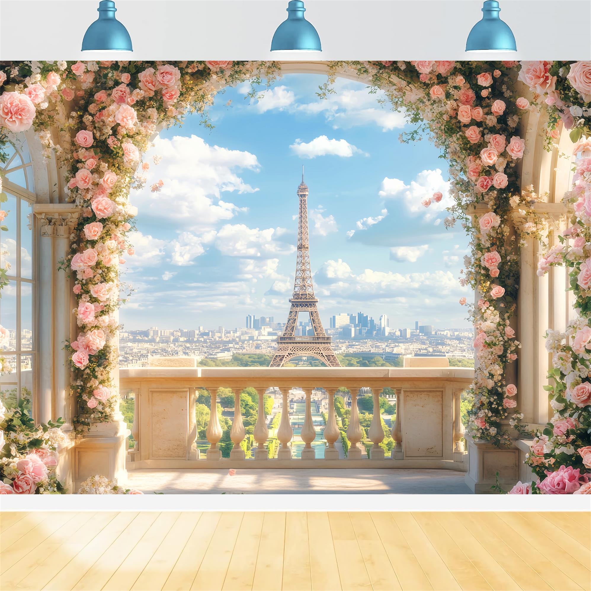 Paris Hintergründe Blühender Rosenbogen Blick Paris Fotohintergrund Ideen LXX59-67